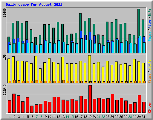 Daily usage for August 2021