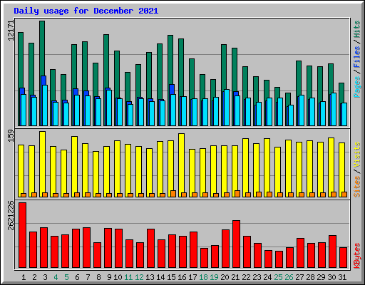 Daily usage for December 2021